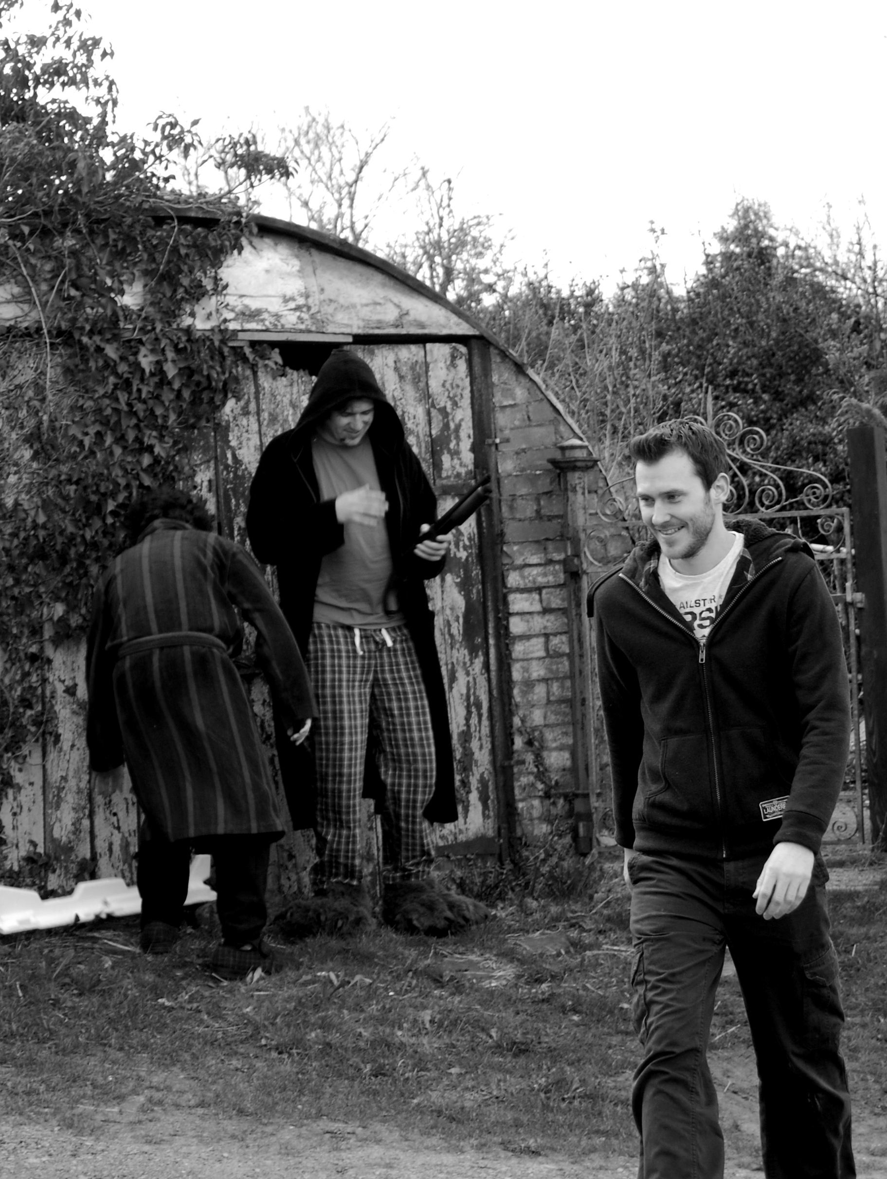 Tudley James on the set of Granny of the Dead. aka Craig T James with Tom Barker and Ricky Valentine