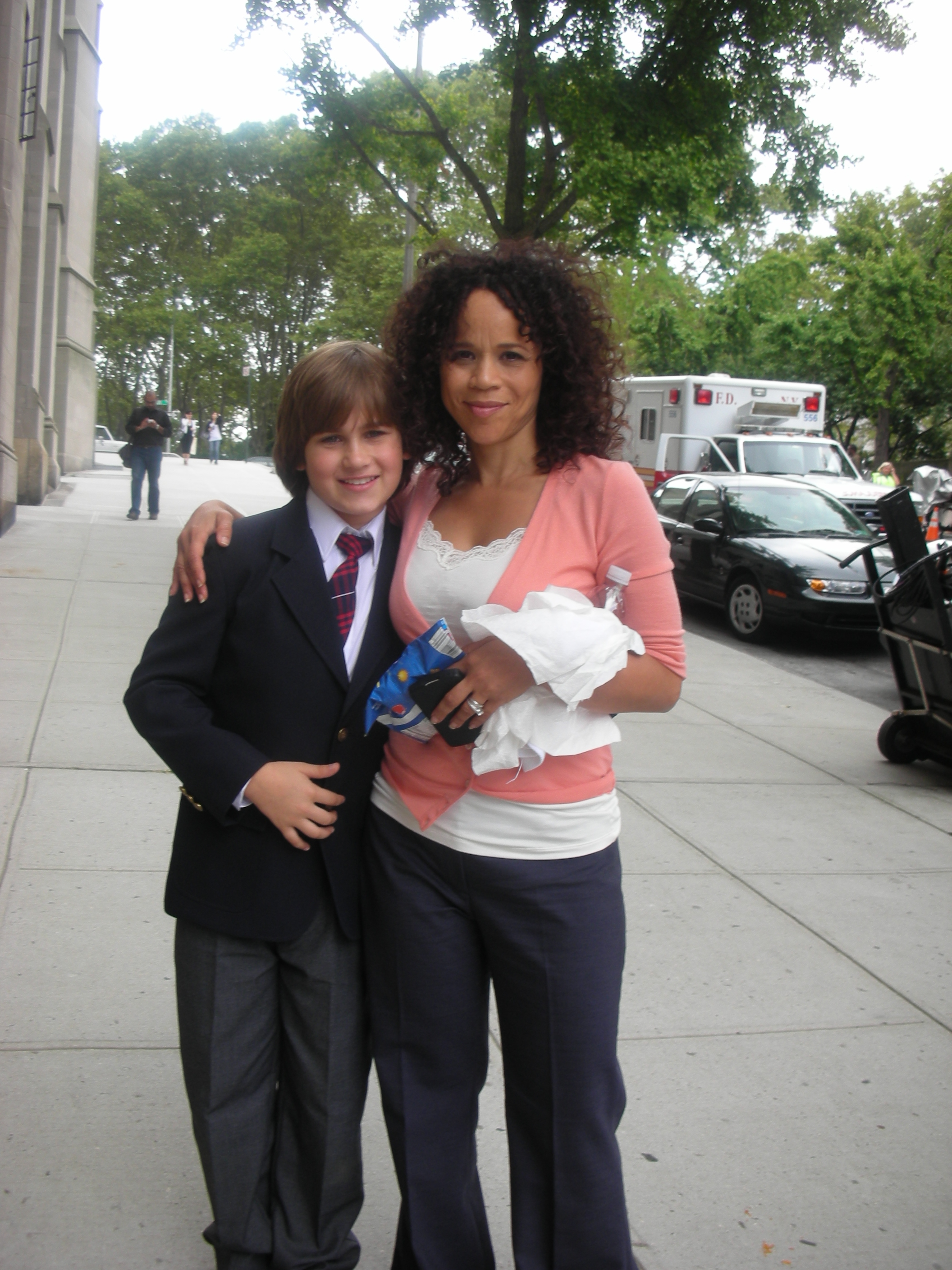 With Rosie Perez on the set of Law & Order SVU 
