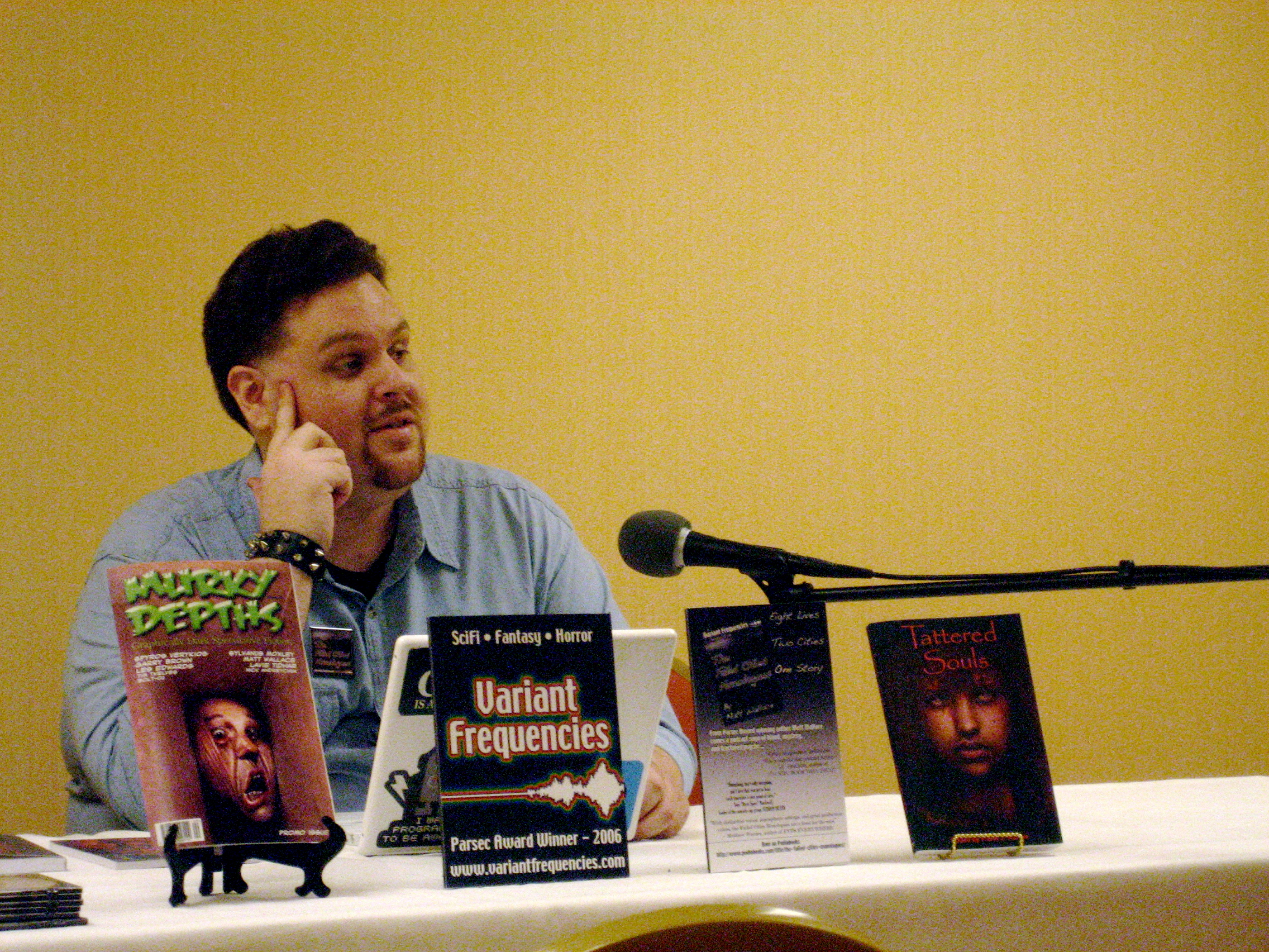 Matt Wallace contemplating whatever men of his infinite power contemplate during a live panel.