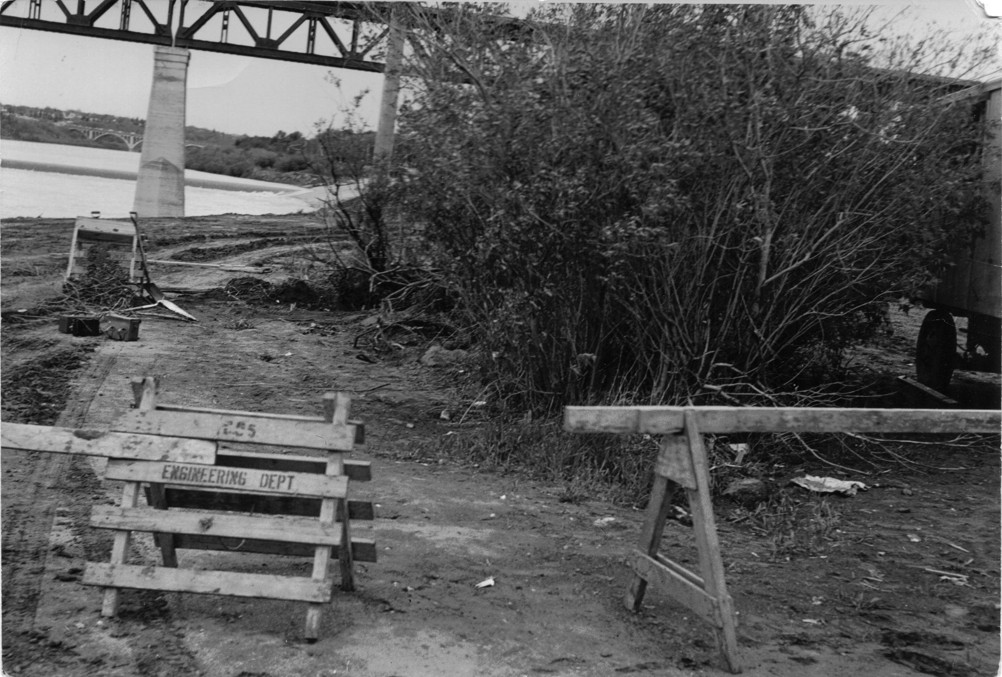 Crime scene, where she was found buried alive. This is a photo of the South Saskatchewan Riverbank where she was murdered.