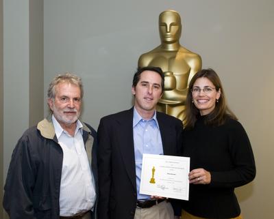 The Academy of Motion Picture Arts and Sciences' Nicholl Fellowships in Screenwriting - receiving Finalist certificate at a luncheon at the Academy hosted by the Nicholl Committee. Pictured is Michael Raymond (center), writer of 