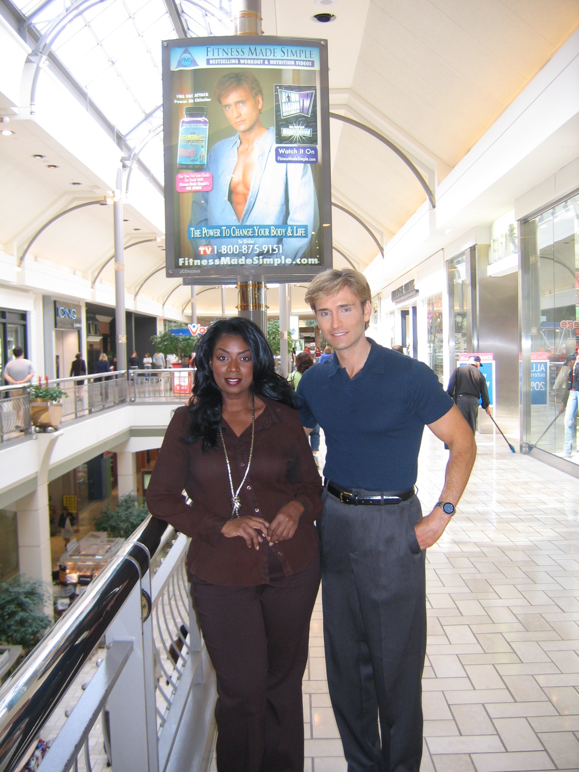 With Fitness Made Simple ad after book signing in Tyson's Corner Mall in Washington DC