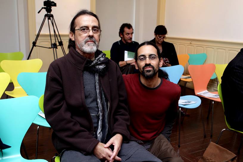 Joao Paulo Simoes and his father, Joao Carlos Simoes, at the premiere of Uma Curta de Amor (2014) in Lisbon;