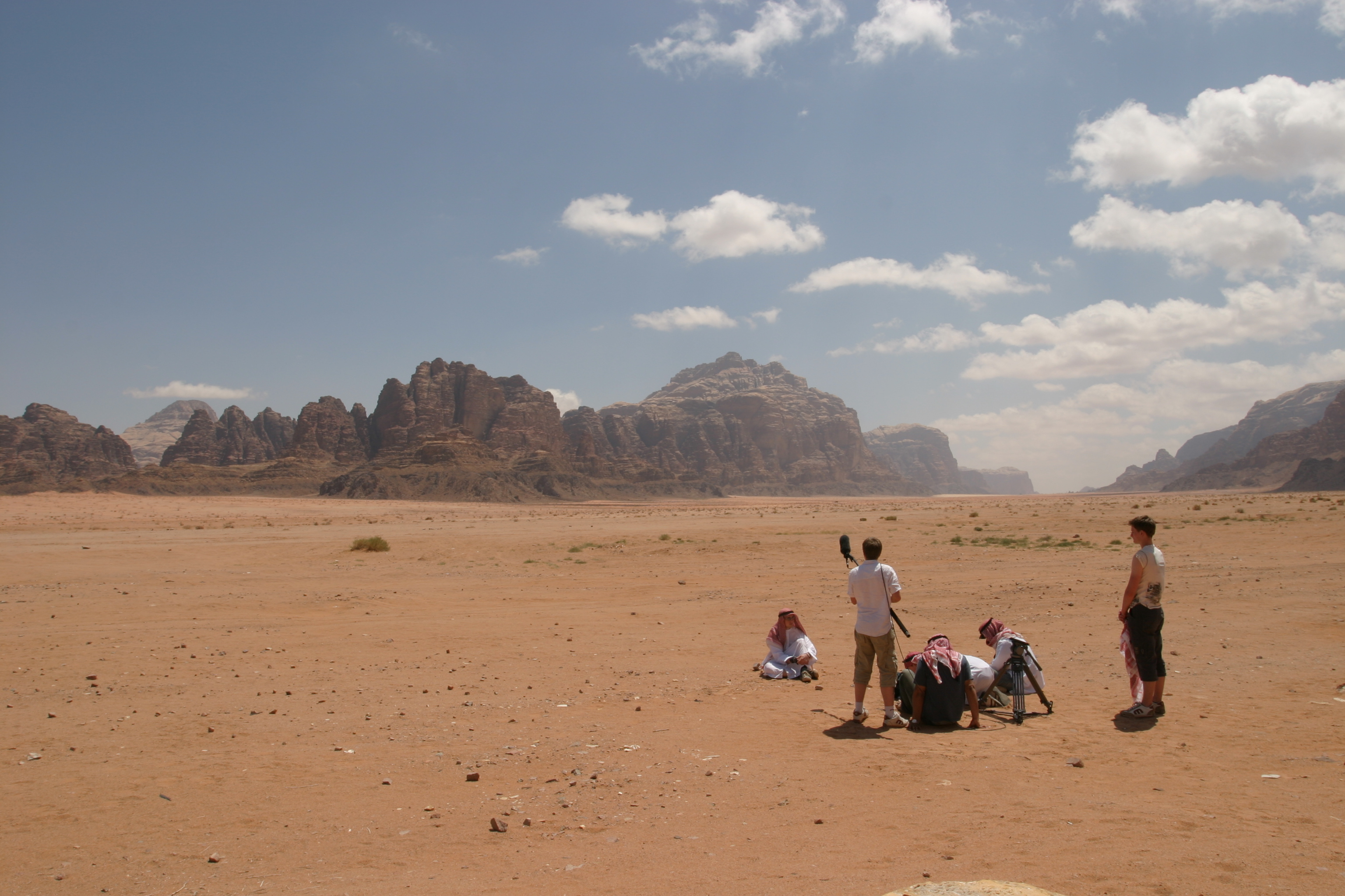 On location for 'Footsteps in Arabia' at the Seven Pillars of Wisdom (Wadi Rum Desert, Jordan)