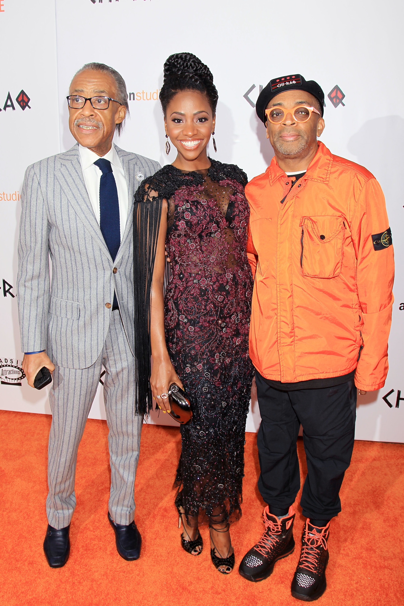 Spike Lee, Al Sharpton and Teyonah Parris at event of Chi-Raq (2015)