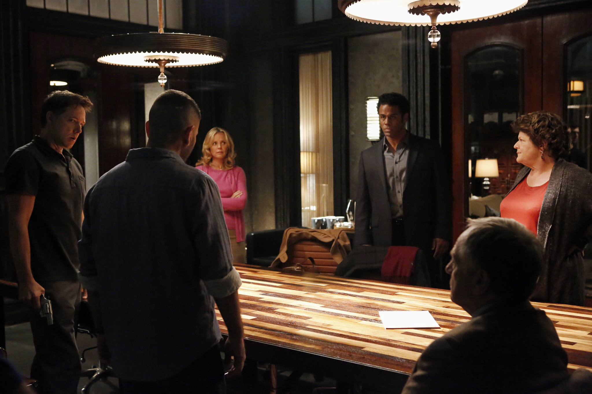 Still of Sarah Aldrich, Sam Anderson, Guillermo Díaz, Mary Pat Gleason, Adam Lazarre-White and George Newbern in Scandal (2012)