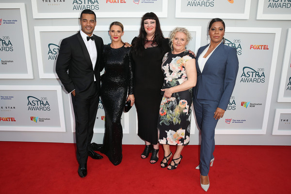 The cast of TV show Wentworth (L-R) Robbie Magasiva, Danielle Cormack, Katrina Milosevic, Celia Ireland and Shareena Clanton arrive at the 2015 ASTRA Awards at the Star on March 12, 2015 in Sydney, Australia.