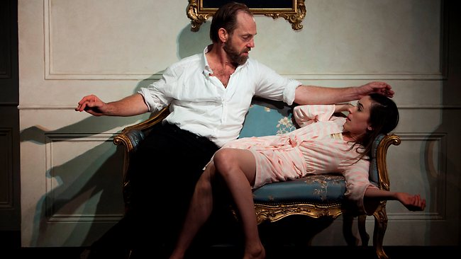 Hugo Weaving and Geraldine Hakewill in Les Liaisons Dangereuses, Sydney Theatre Company 2012.