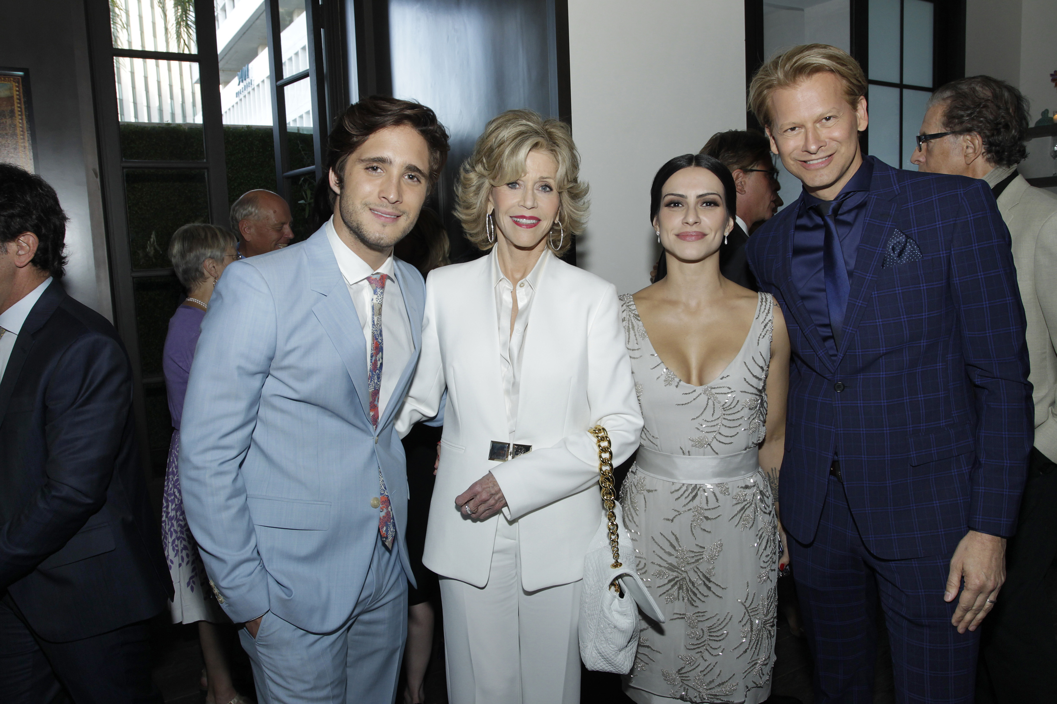 Marcello Coltro and guests Diego Boneta (Mexico) and Cleo Pires (Brazil) with Jane Fonda at the 42nd AFI Life Achievement Award Pre Cocktail