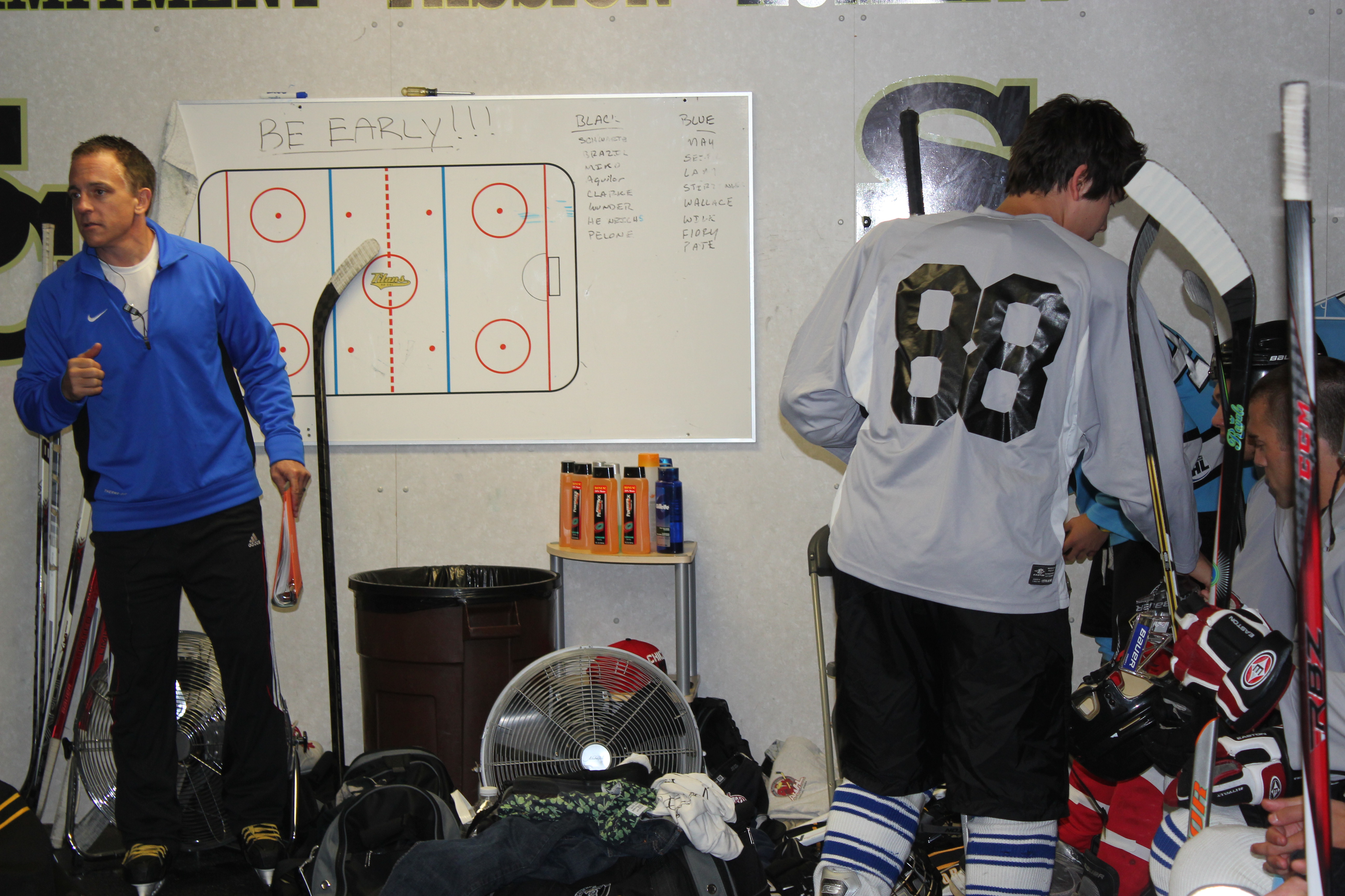 Viktor in locker room on set of Power Play