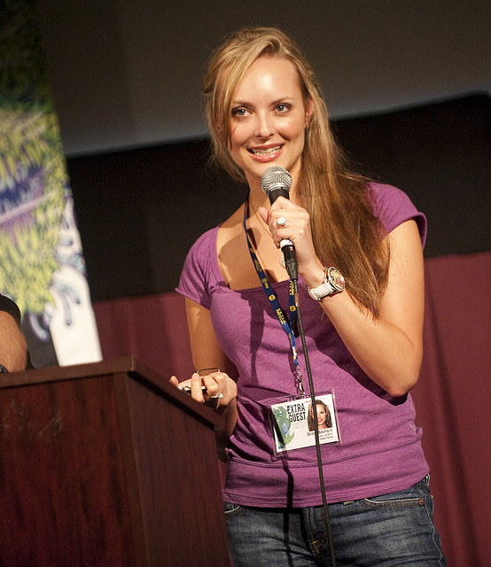 Accepting Best New Actress Award at Fantastic Fest 2009