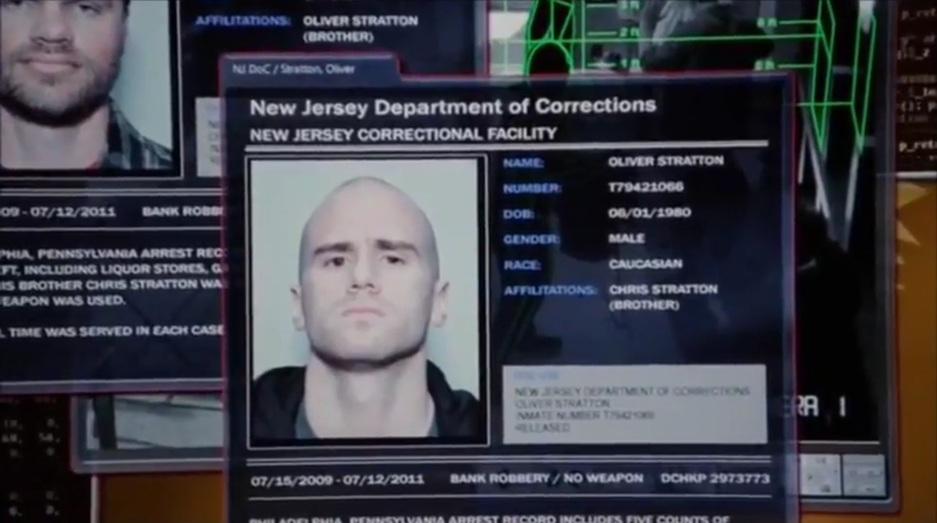 Bank robber Oliver Stratton (Center) played by Seth Laird. Criminal Minds Season 7 Episode 23