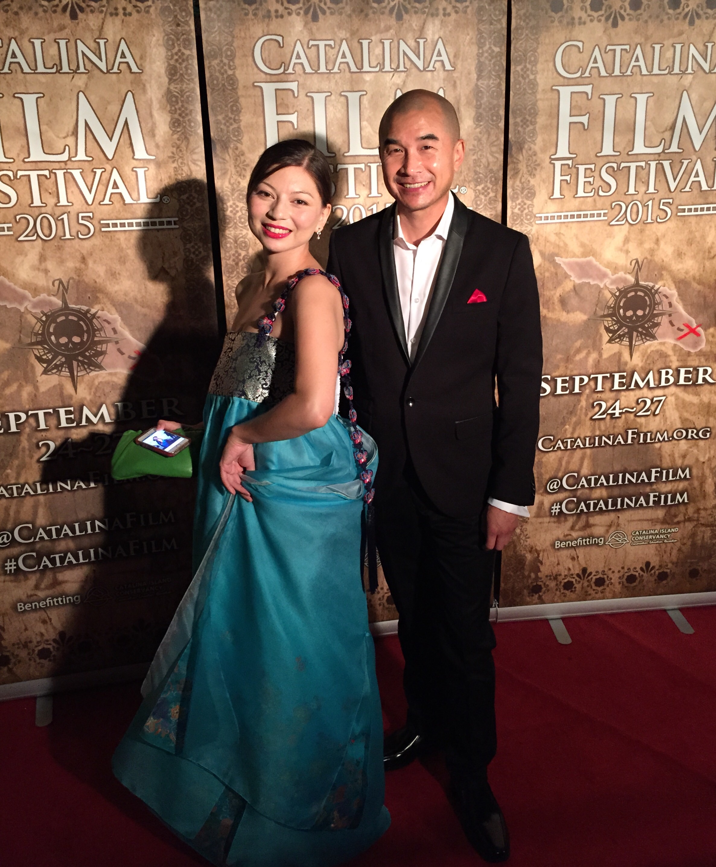 Ed Moy with Katherine Park at the Catalina Film Festival special screening of Car Dogs at the Avalon Theater on September 25, 2015 in Avalon, CA