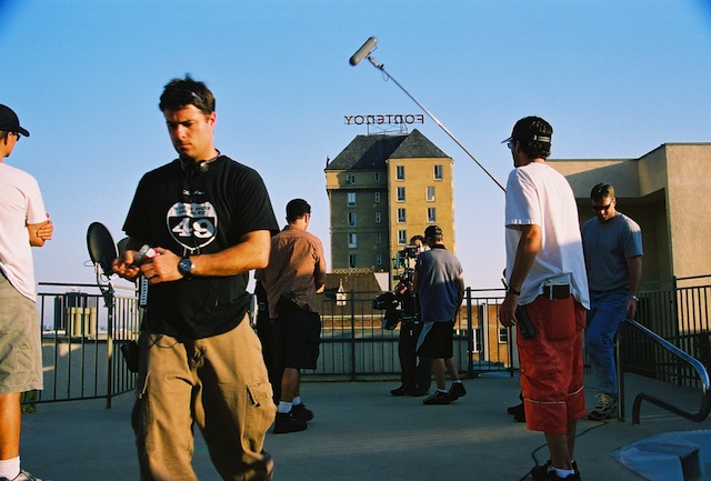 Director Paul Baker on the rooftop set of 