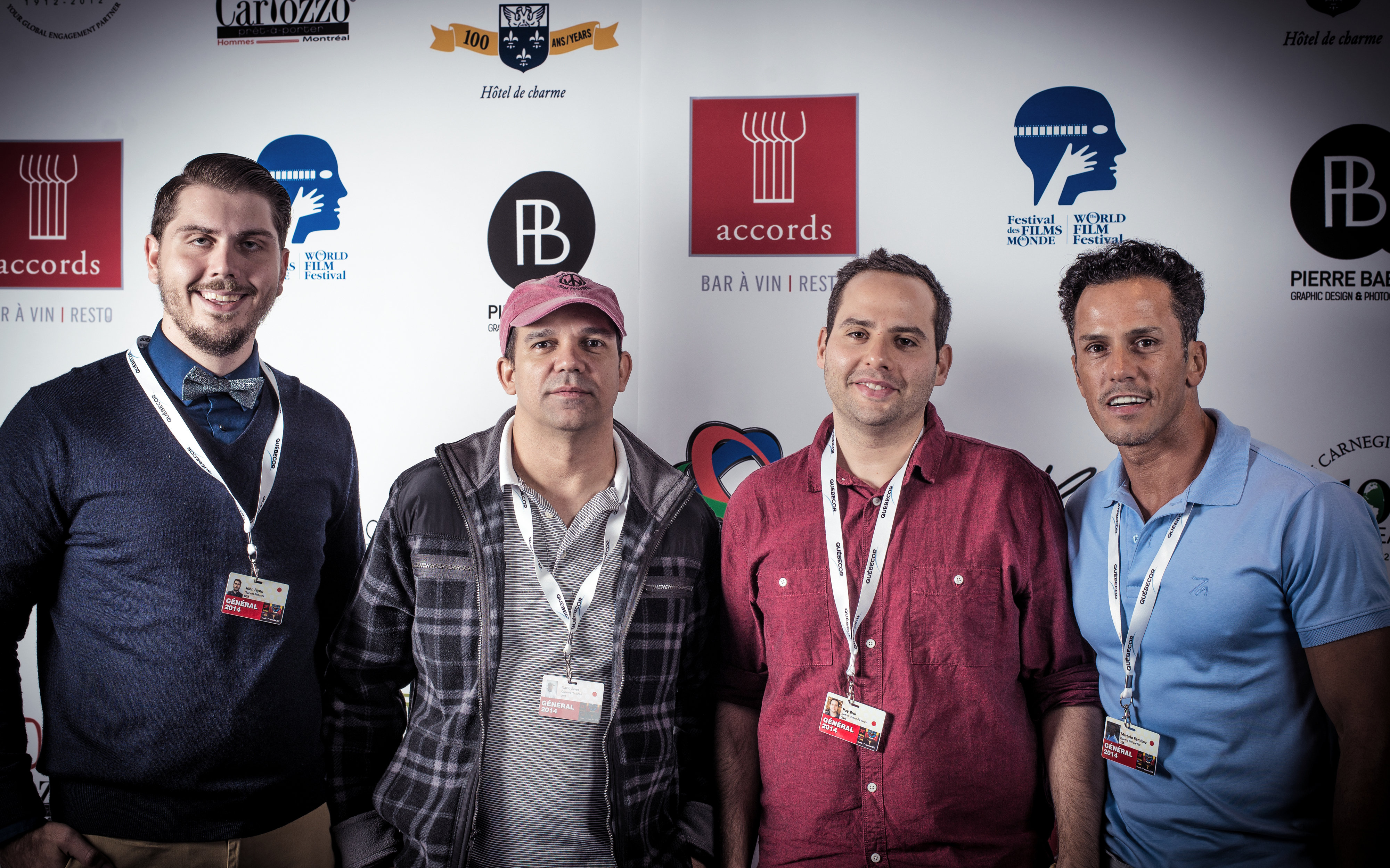 John Flynn, Flavio Alves, Roy Wol, and Marcelo Remizov at the screening of Tom in America at the 2014 Montreal World Film Festival.