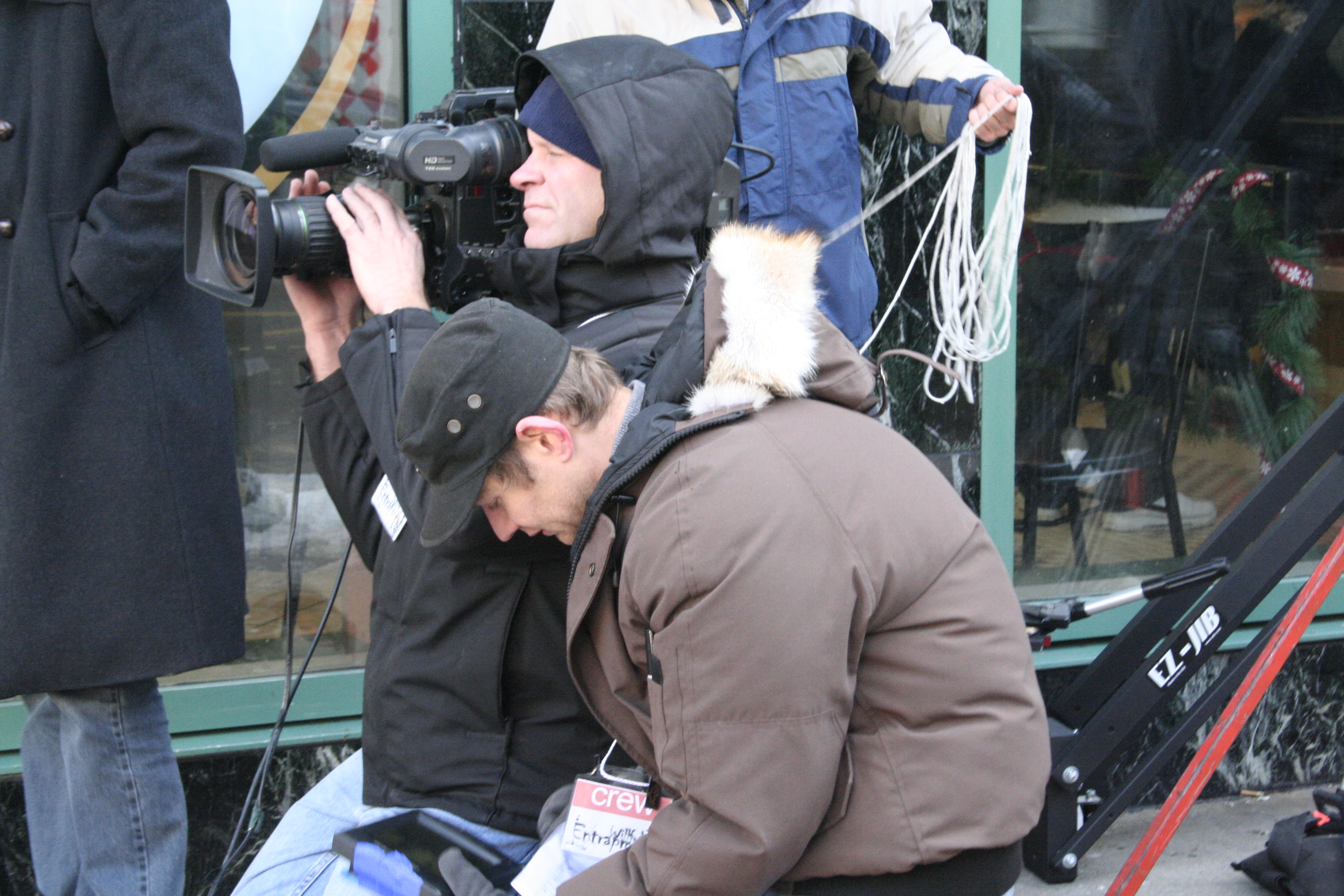 Director Francois Driessen and DP Gary Elmer on location London, ON for WILLFUL ENTRAPMENT