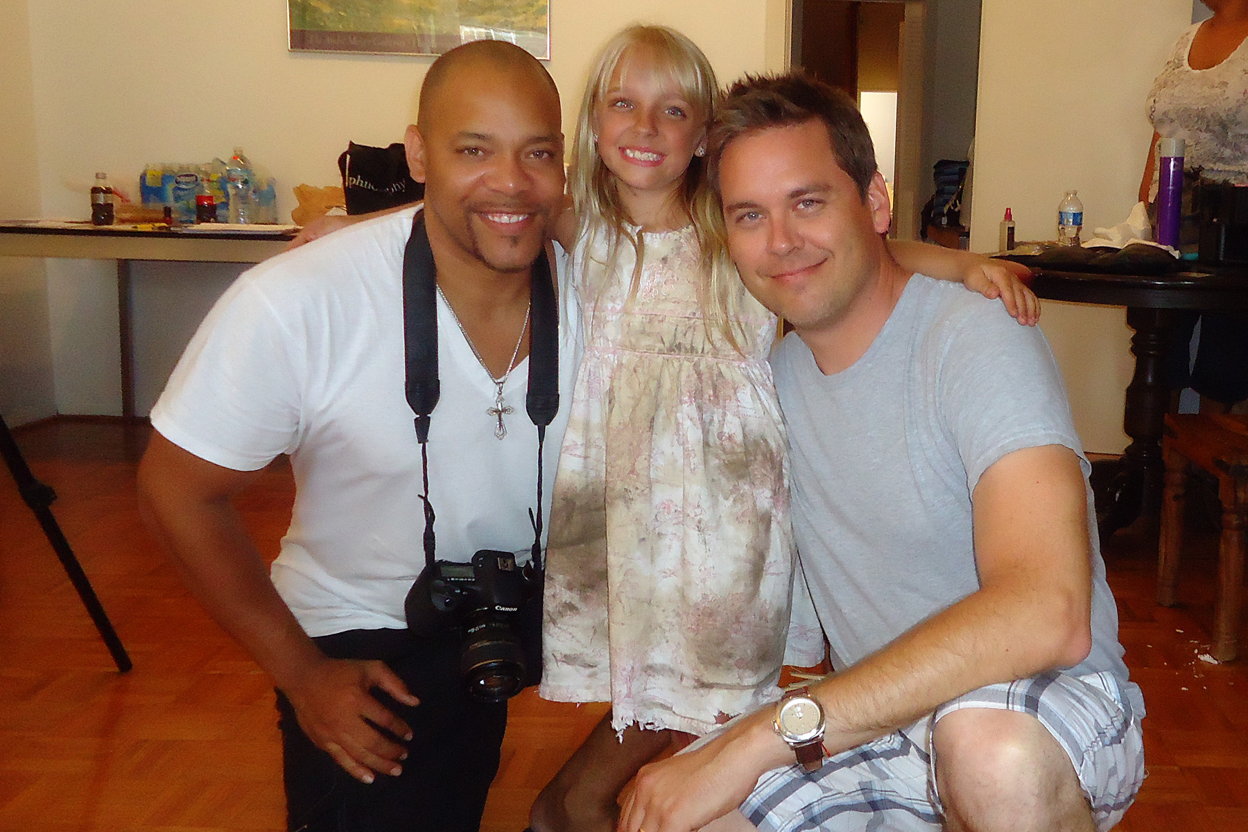 Troy Price, Steve Whelan and Julianna Damm during filming of A Wish Your Heart Makes.