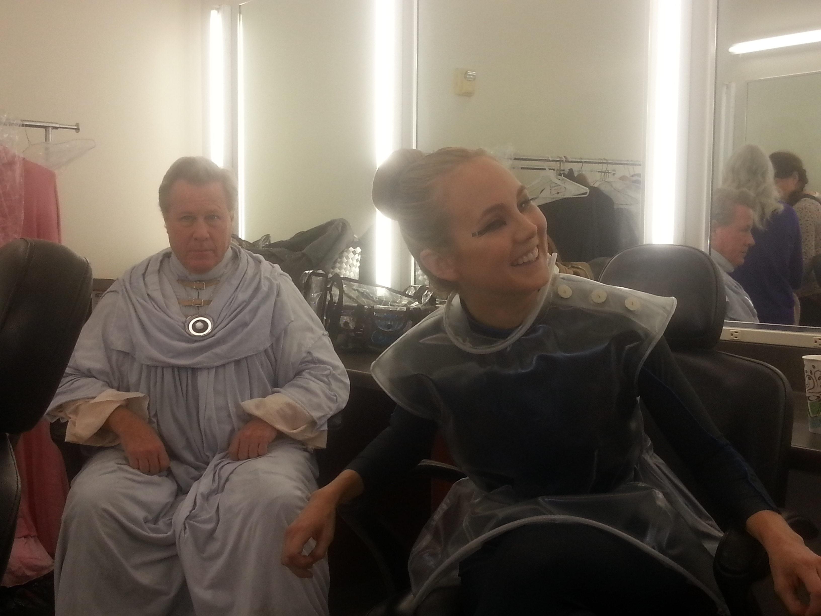Katherine with John Heard. On the set for One More Day.