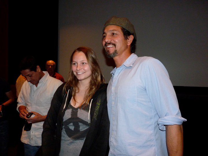 Caitlin at a screening with Benjamin Bratt