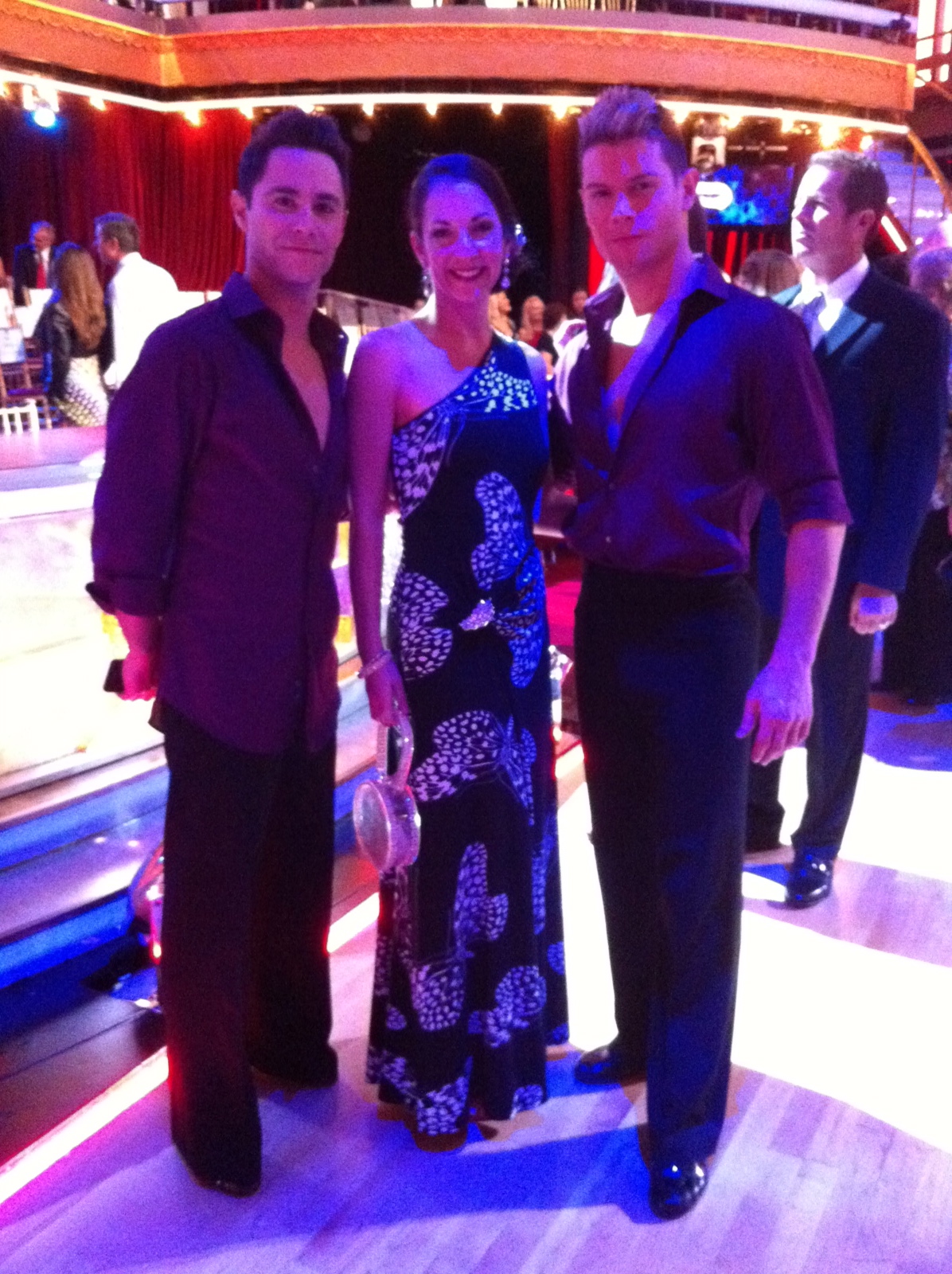 Visiting with dancers Sasha Farber and Henry Byalikov at Dancing With the Stars.