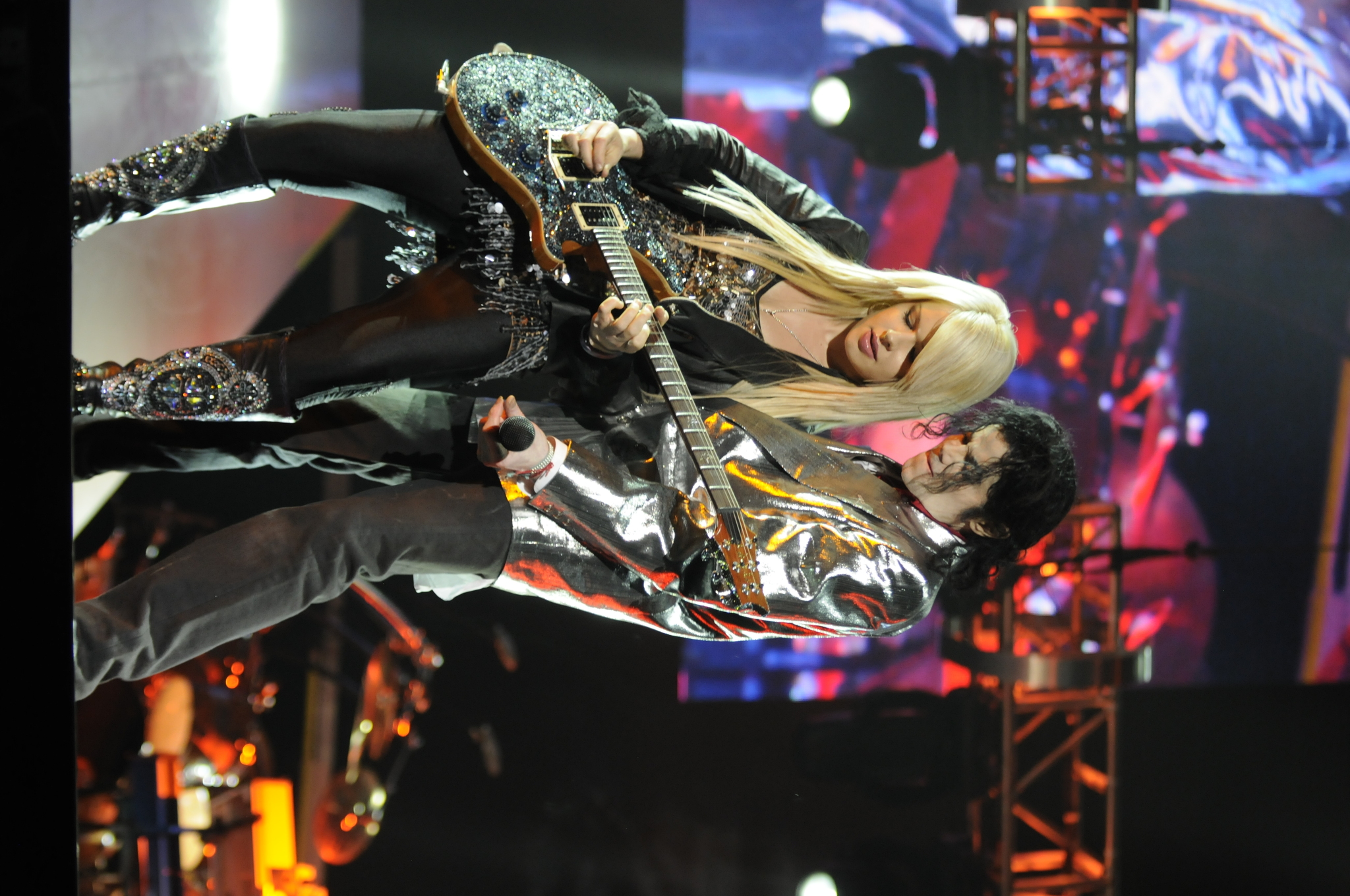Still of Michael Jackson and Orianthi in This Is It (2009)