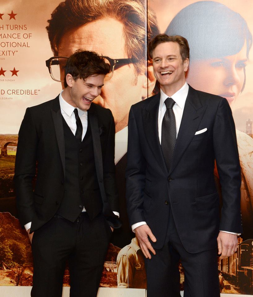 Jeremy Irvine and Colin Firth attend the UK Premiere of 'The Railway Man' at Odeon West End on December 4, 2013 in London, England