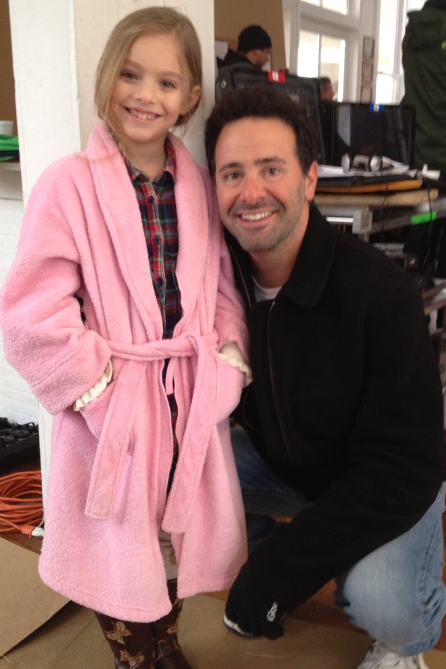 Isabel with director Brian Herzlinger on the set of Finding Normal.