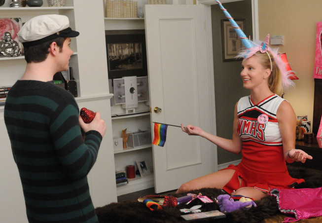 Still of Chris Colfer and Heather Morris in Glee (2009)
