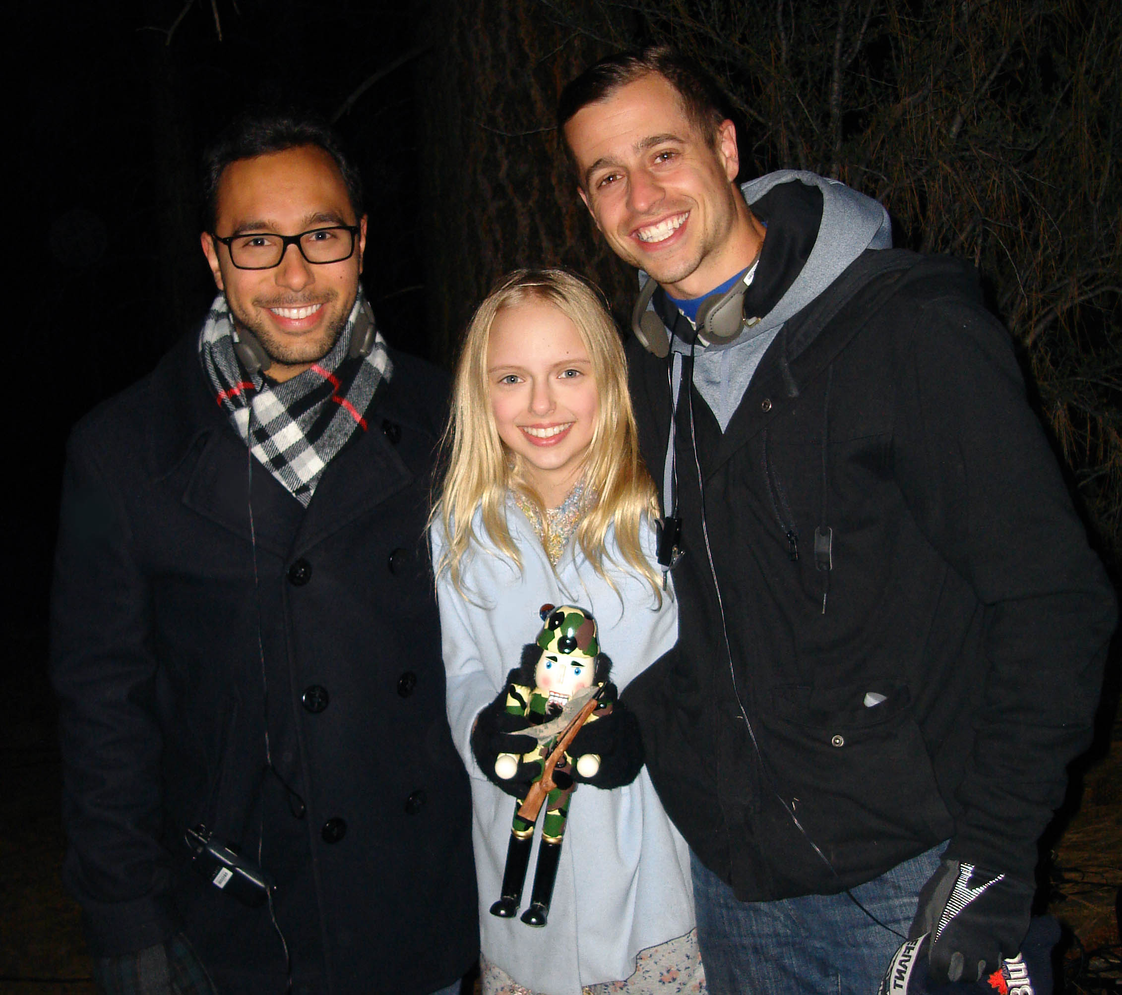 Jessica Belkin ,Dir.Gabe Figueroa and producer JJ Englert on set of Cold Winter's Night(2015)