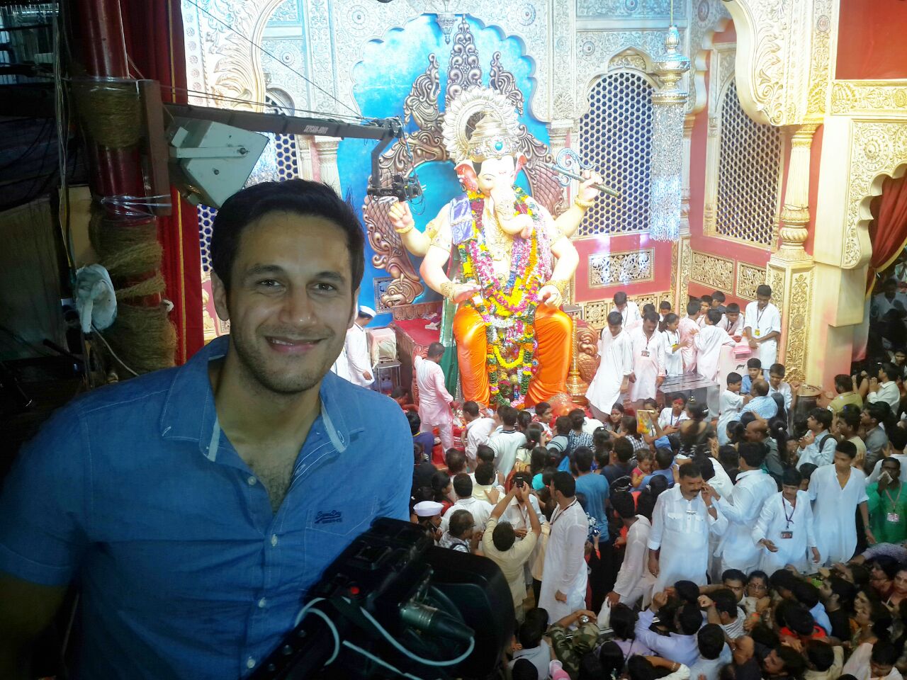 Danny Sura - Behind the scenes picture on location of an episode of 'Spirit of India: The Festivals'. Covering the 'Ganesh Chaturthi' celebrations.