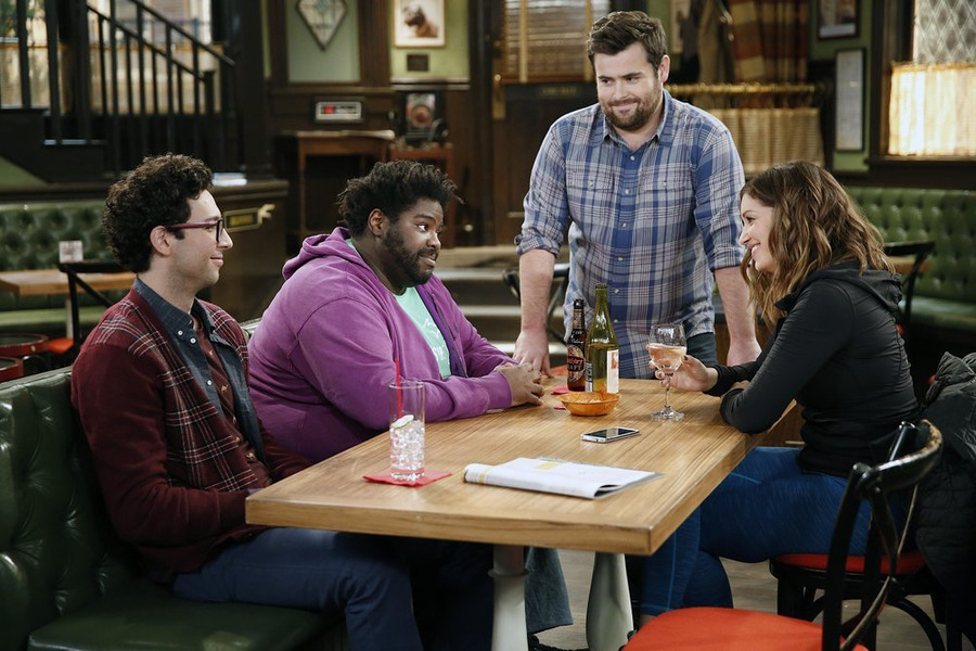 Still of Bianca Kajlich, David Fynn, Ron Funches and Rick Glassman in Undateable (2014)