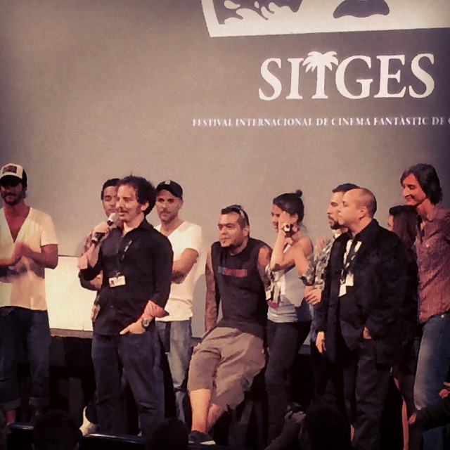 Isaac Ezban introducing the world premiere of the horror anthology MEXICO BARBARO at Sitges Fantastic Film Festival, 2014