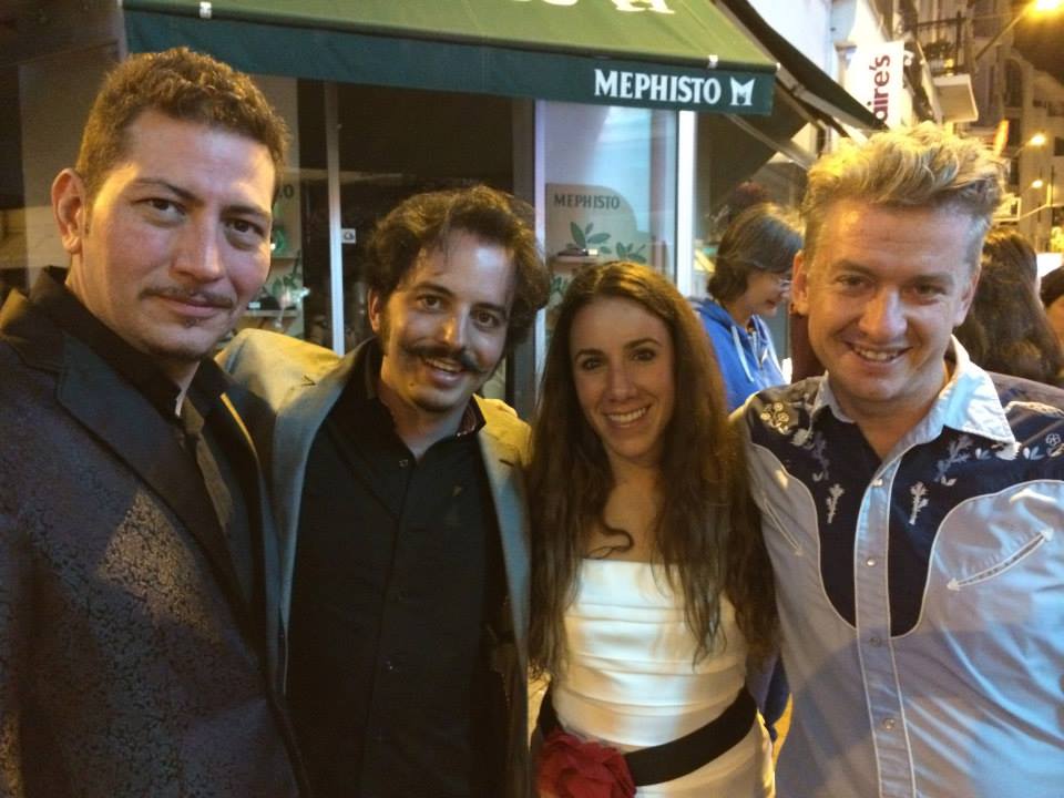 Isaac Ezban (director, THE INCIDENT), Miriam Mercado (producer, THE INCIDENT), Pablo Guisa Koestinger (associate producer, THE INCIDENT, and co-founder of Morbido Film Fest) and Tim League (co-founder of Alamo Drafthouse and Fantastic Fest), Cannes 2014