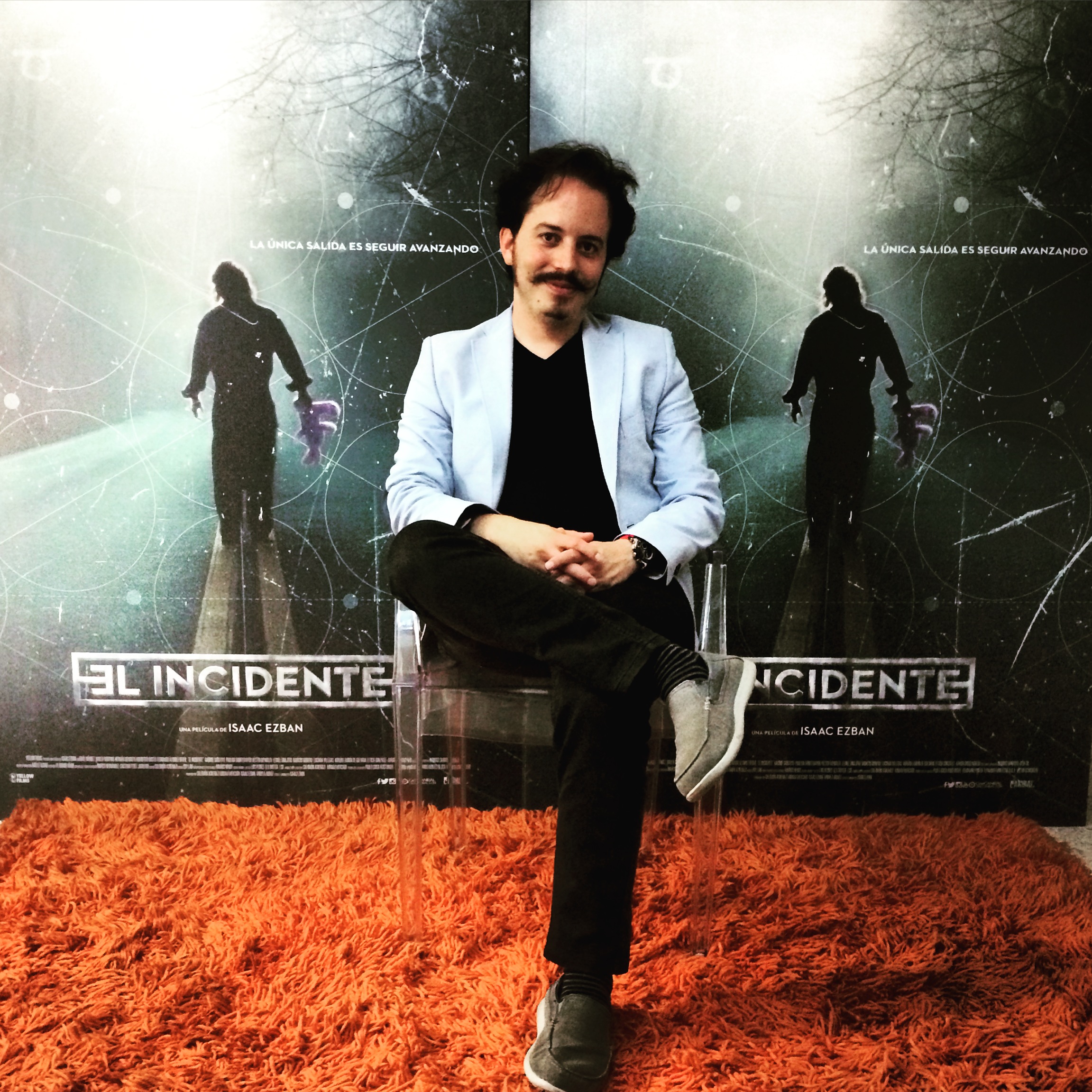 Isaac Ezban in press junket on June 2015 for the theatrical release of his first feature film THE INCIDENT in Mexico (September 2015).