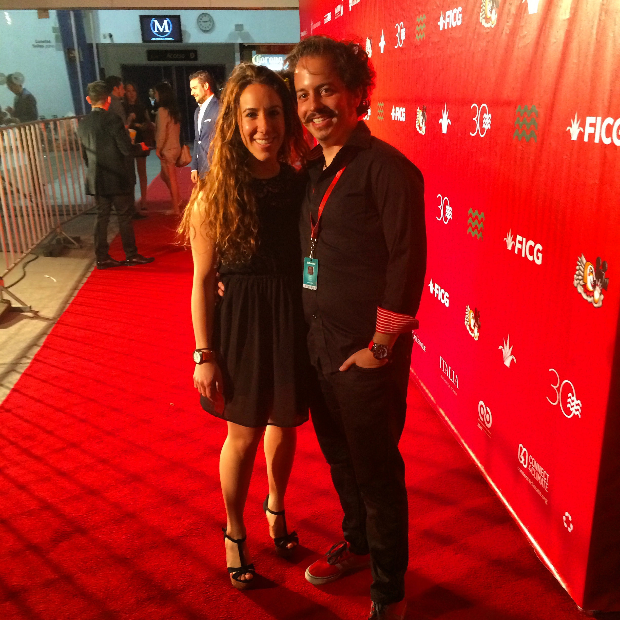 Isaac Ezban with producer and wife Miriam Mercado at the red carpet of the Guadalajara International Film Festival, ready to present THE INCIDENT, March 2015