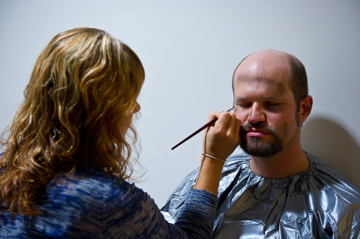 Getting makeup for our short film 