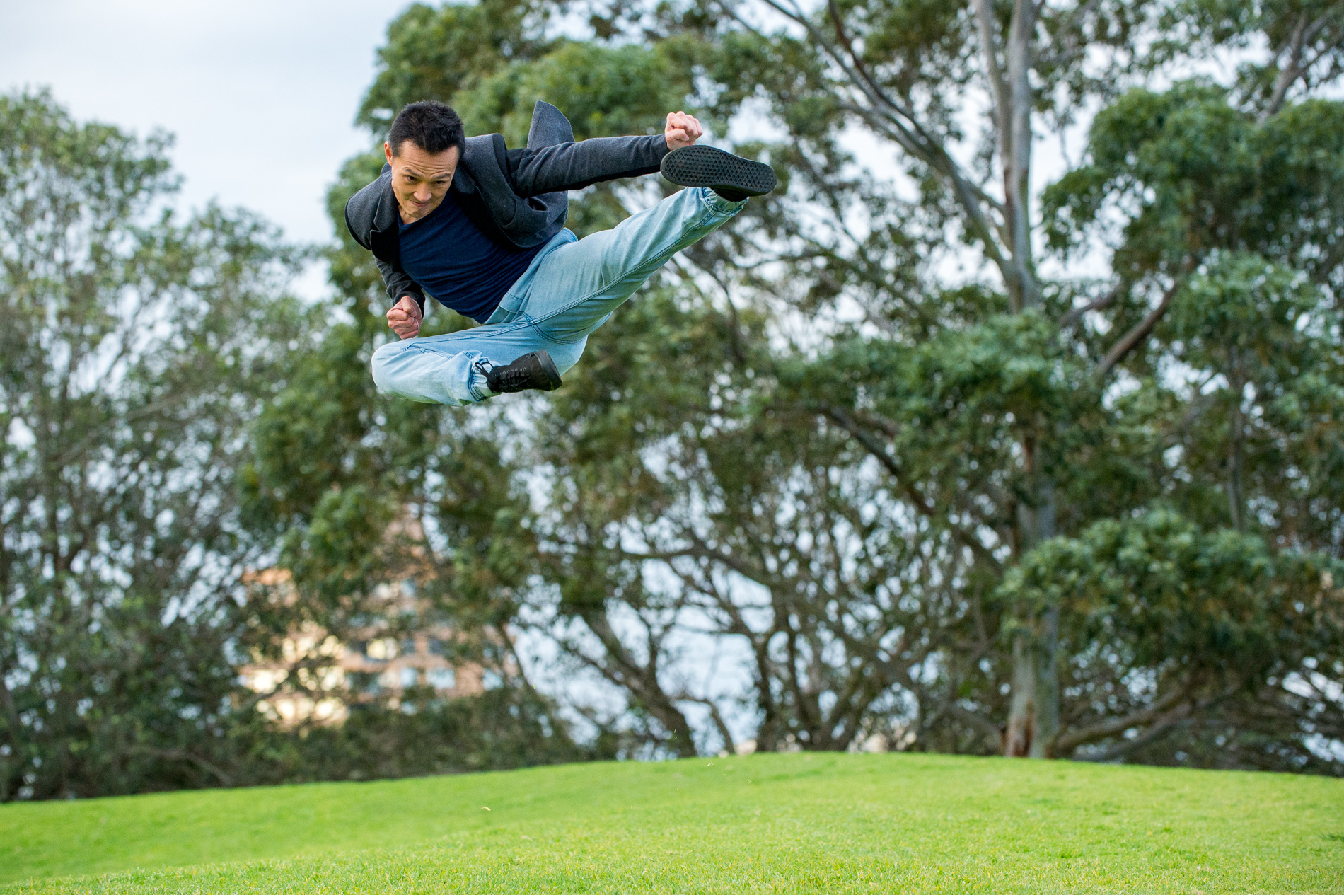 Khanh performing a flying kick @North Sydney, 20/08/14
