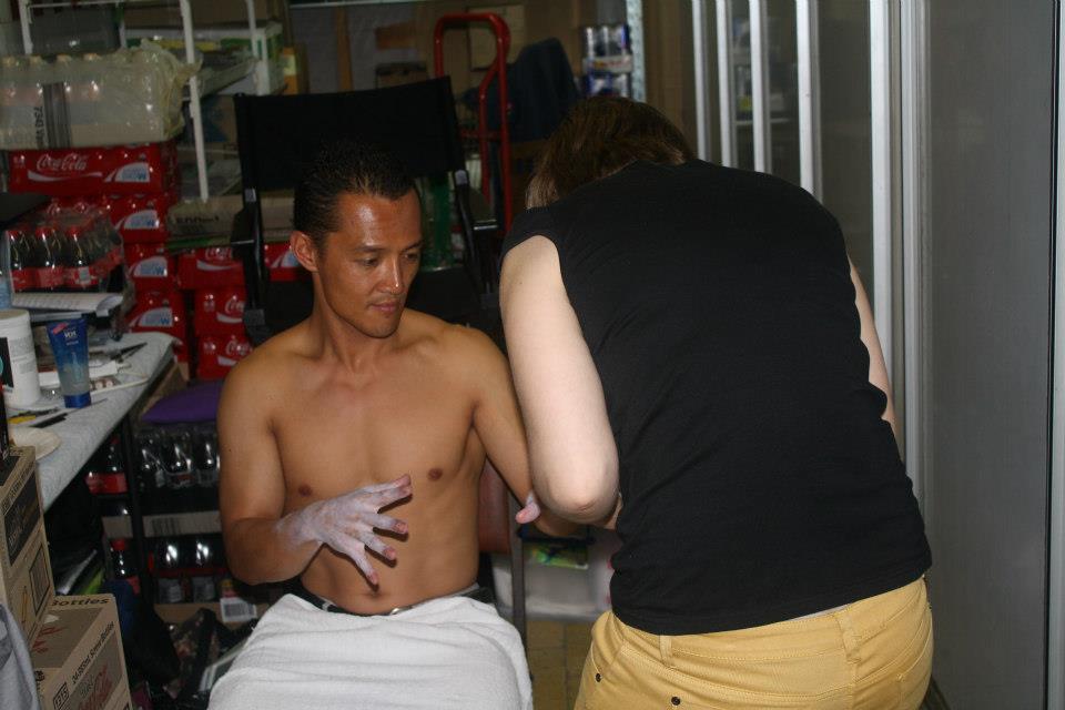 Khanh Trieu during make-up session for film 'Convenience'. [World Premiere at Busan International Film Festival, 5 October 2012]