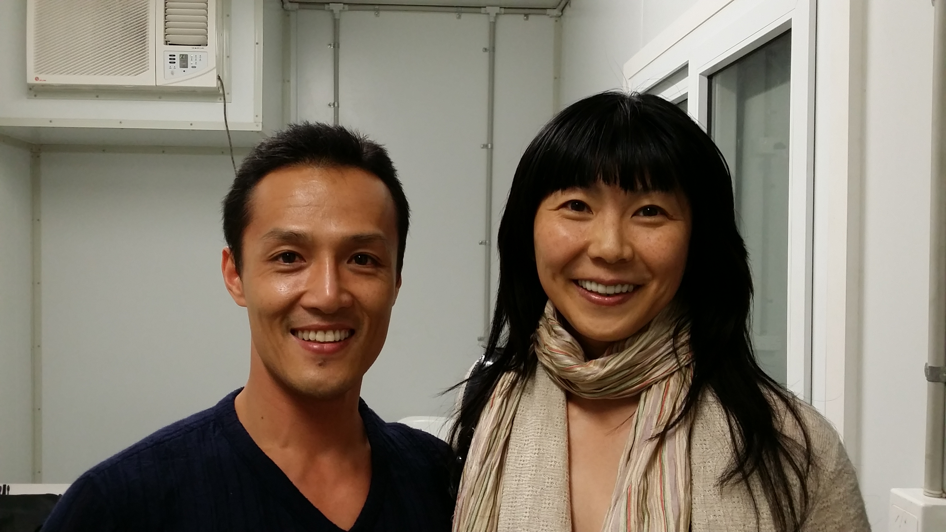 Khanh with Hiromi Omura before Closing Night of Handa Opera on Sydney Harbour's Madama Butterfly 13th April 2014.