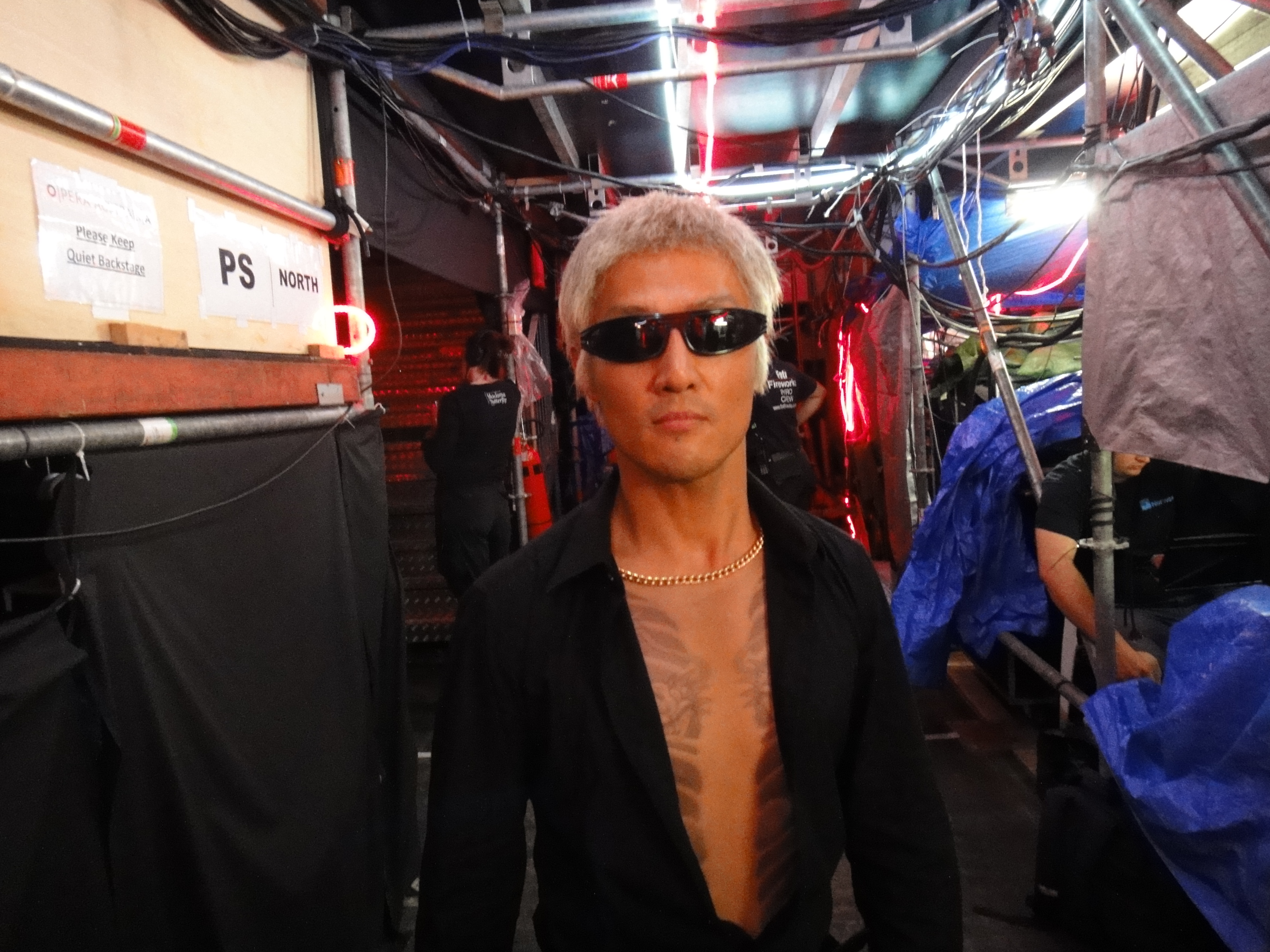 Khanh as Yakuza henchman/Bonze entourage backstage during filming night 2 for Handa Opera on Sydney Harbour's Madama Butterfly 3rd April 2014.