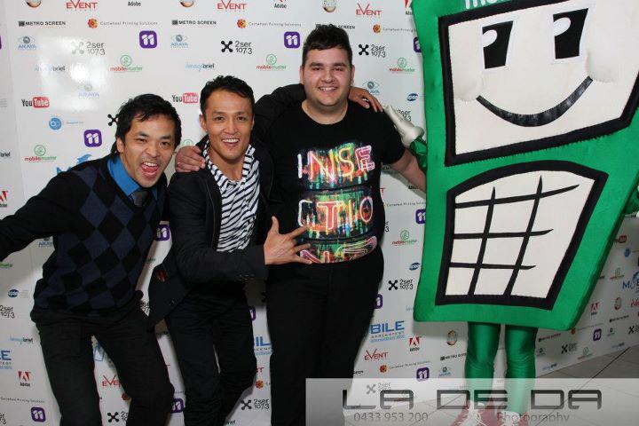 From L-R: Jonathan Chan, Khanh Trieu and Jano Toussounian @ Mobilescreenfest, Event Cinemas, George St Sydney, 26/10/11