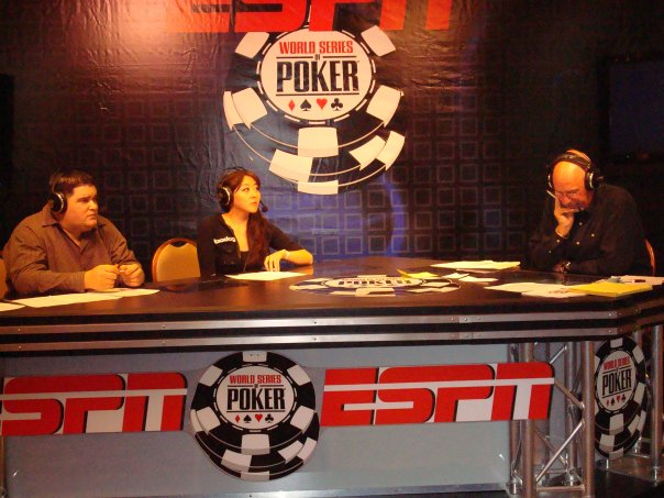 Poker celebrity Maria Ho commentates on a World Series of Poker Final Table for ESPN 360.
