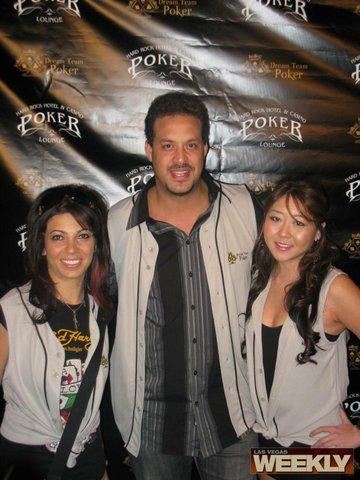 Team Survivor with Jean-Robert Bellande from Survivor:China and poker celebrity Maria Ho at the inaugural Invitational Dream Team Poker Event at the Hard Rock, Las Vegas.