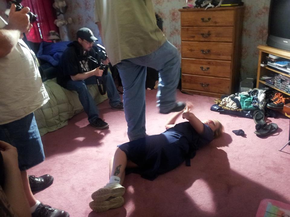 Production image taken from the set of Forced Entry.