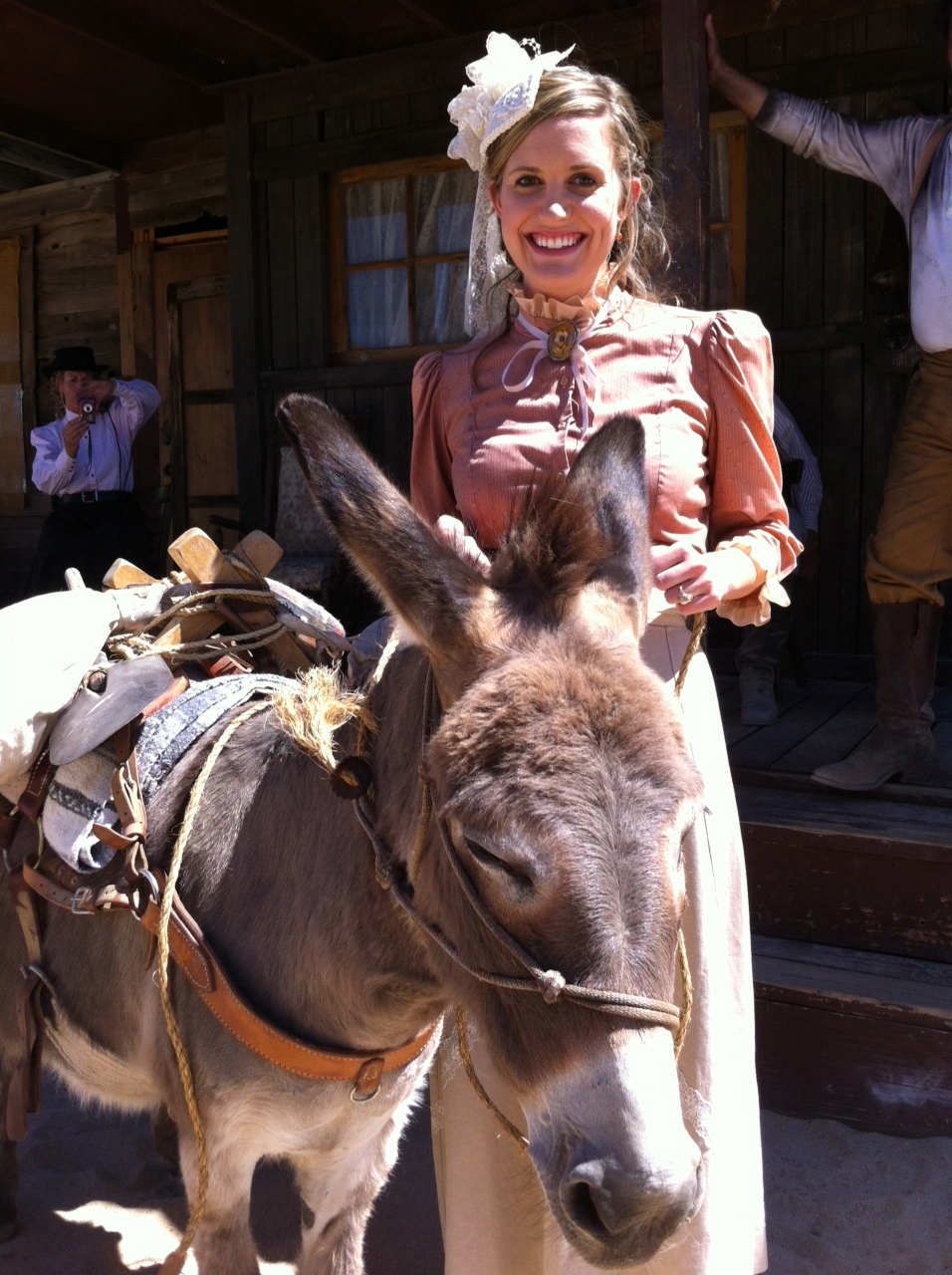 Sarah McDermott on the set of Tales of the Frontier