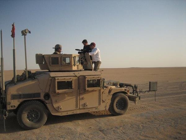 On set of Man Caves filming on Military Hummer in Kuwait