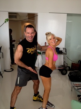 Me with the buttmaster Leandro Carvalho on the day of our infomercial shoot.