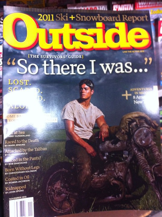 Cover of Outside Magazine Oct 2012 which I was model for
