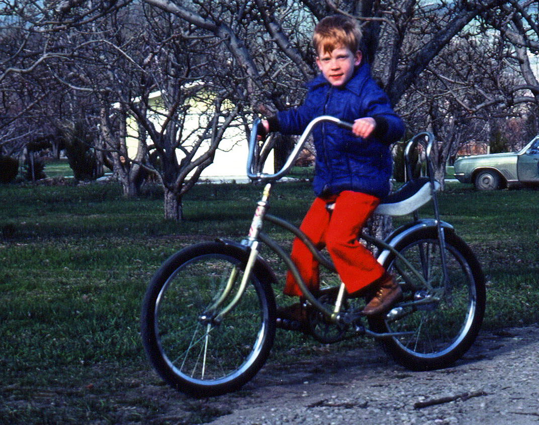 Big Bars, forever. Heath on his groovy ride, 1978.