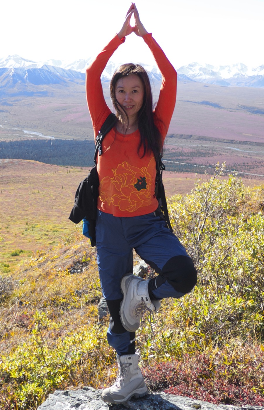 Yiqun Chen, yoga in Denali National Park.